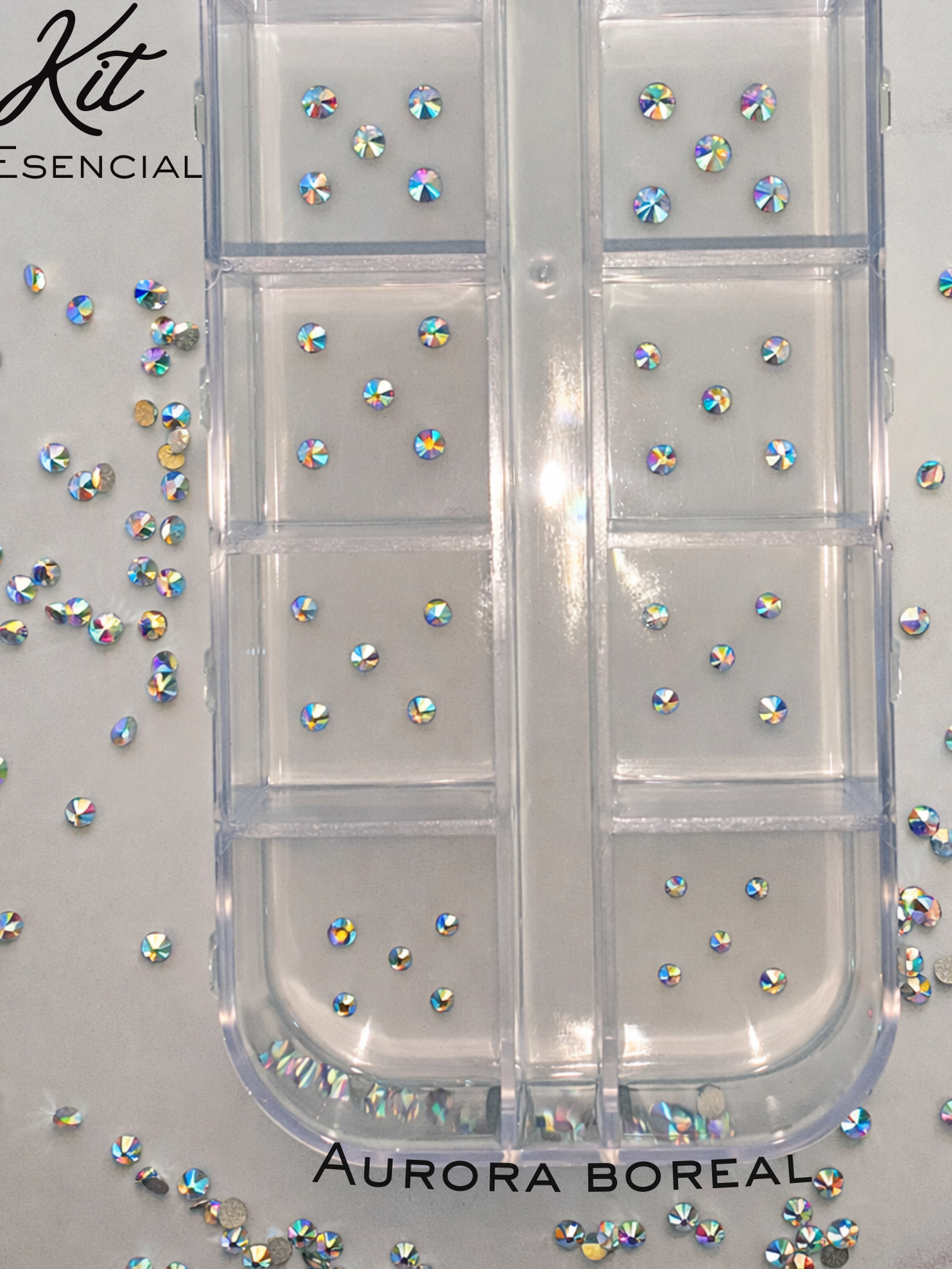 KIT ESENCIAL Swarovski® REDONDOS CRYSTAL Y AURORA BOREAL