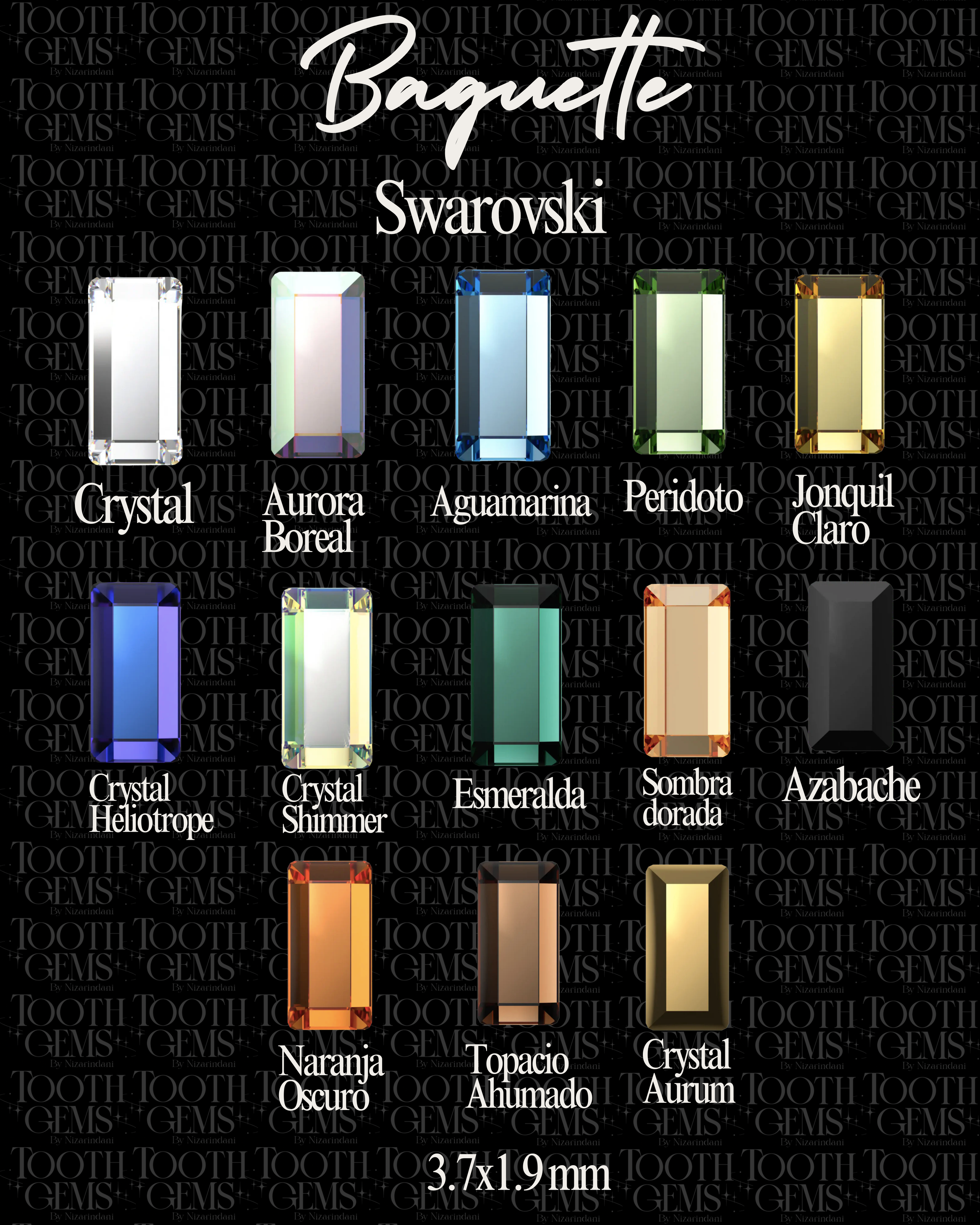Baguette Swarovski (2510)- 10 pzs
