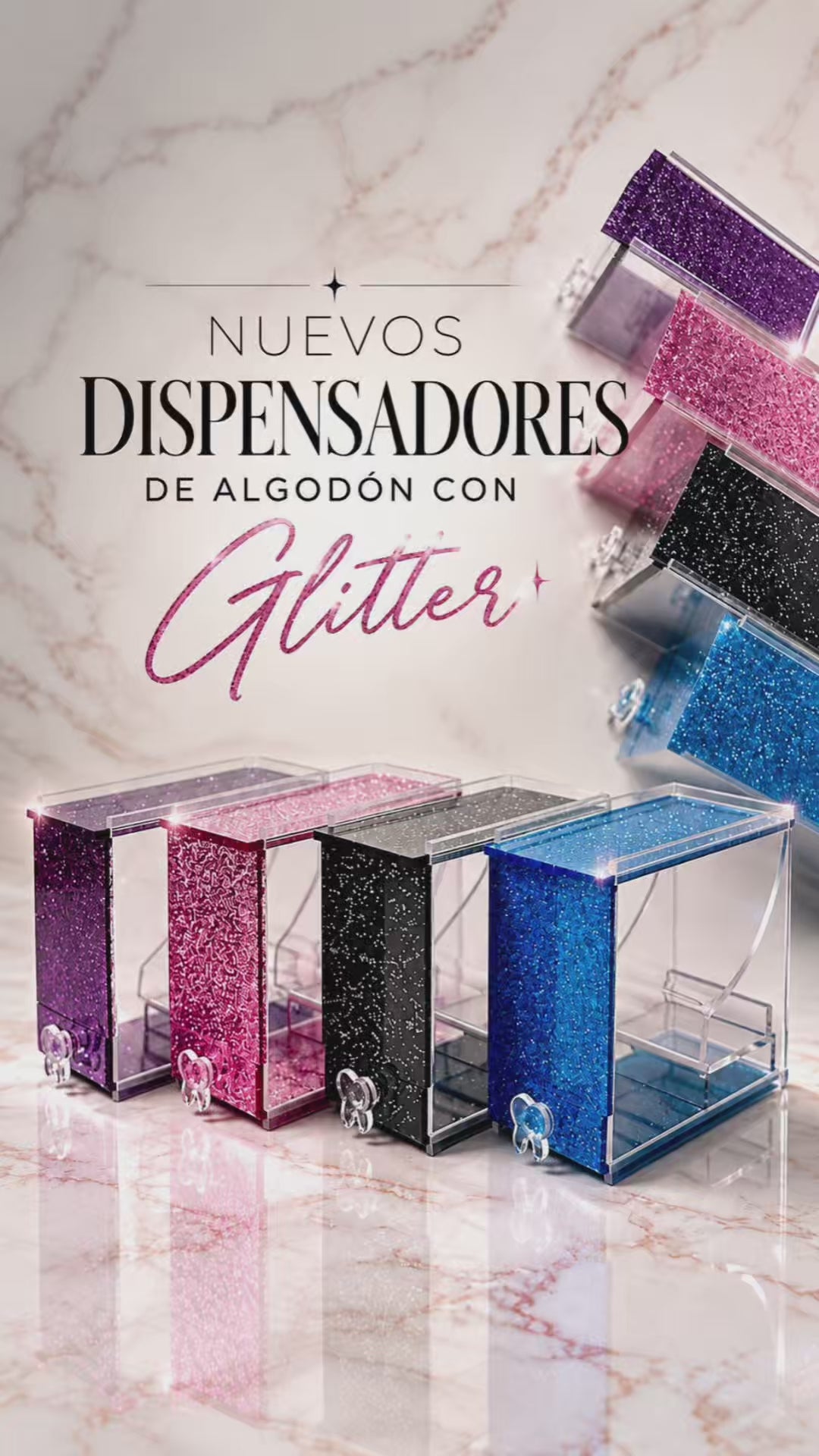 Dispensadores de algodones Glitter